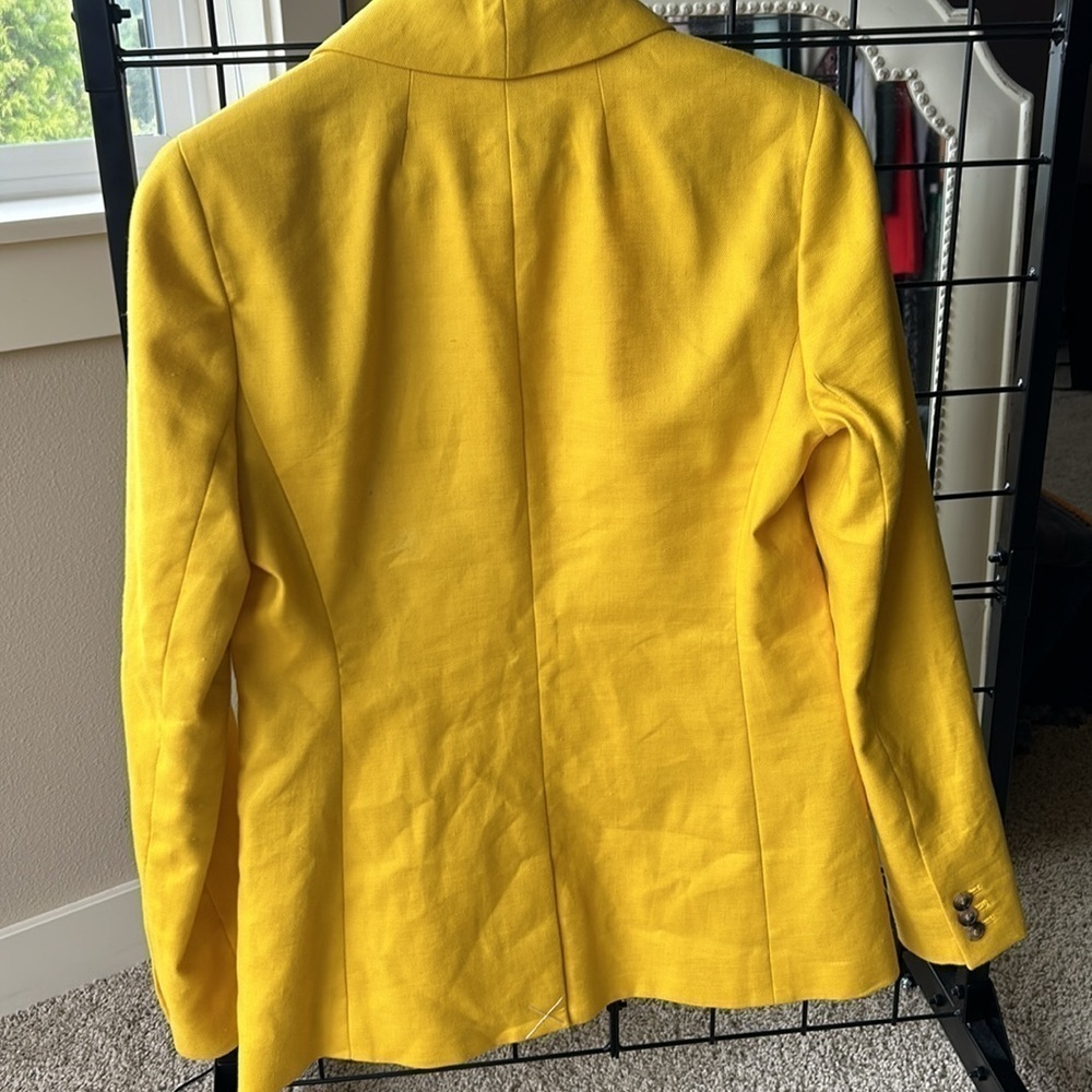 J. Crew PARKE Yellow Linen Blazer size 2 T - Picture 6 of 15
